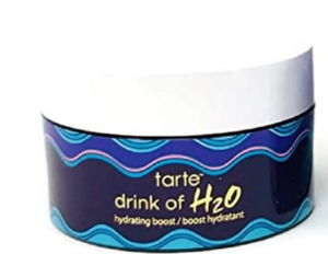 tarte Rainforest of the Sea Drink Of H2O Hydrating Boost in a wide jar with a blue and purple wavy label 