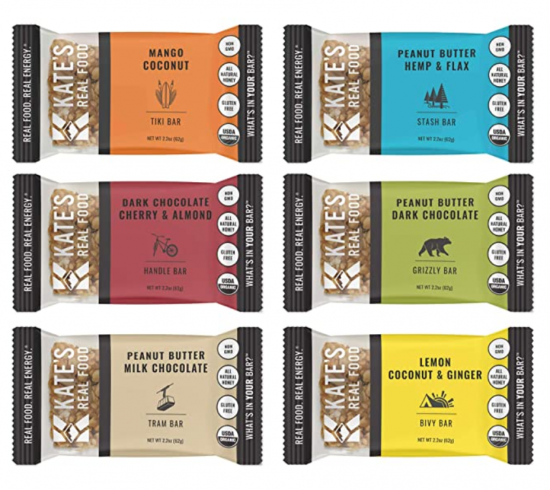 Kate's Real Food variety pack of meal replacement snack bars in six flavors