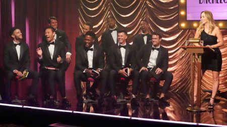 Clare on stage with the guys