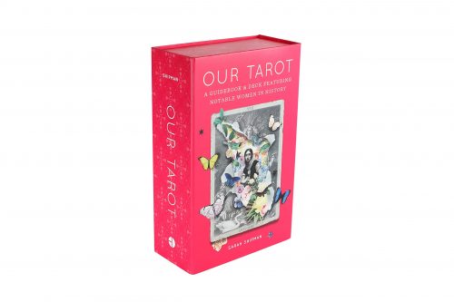 Red box with cover art for Our Tarot deck and book