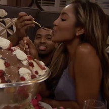 Tayshia eats from a giant bowl of ice cream