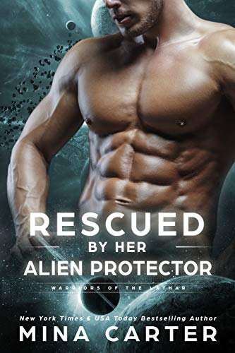 Rescued by Her Protector by Mina Carter. A shirtless man's torso is hanging out in space, where is crotch opens up to a black hole.