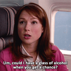 Kimmy Schmidt says um can you get me a glass of alcohol when you get a chance