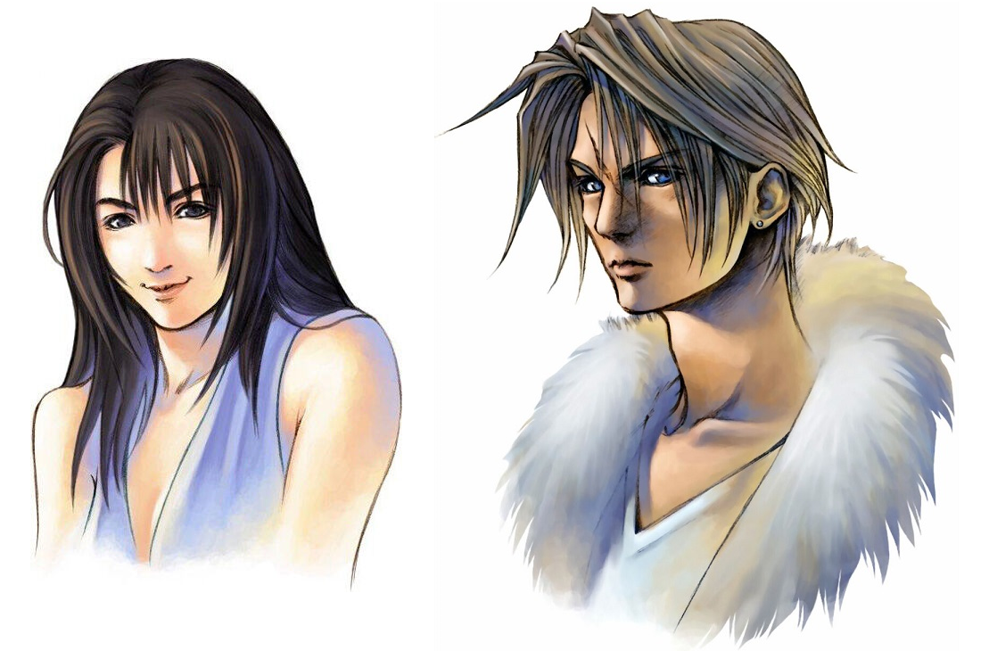 Illustrations of Rinoa and Squall