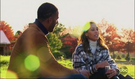 Matt and Serena talk on their picnic