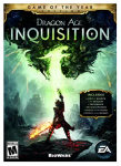 Dragon Age Inquisition game box with a figure holding a hand up against a green lightning sky and a draon formed in the clouds