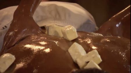 Michelle rubs actual sticks of butter onto Matt's back