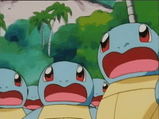 a slow pan of some pokemon looking horrified with one looking maniacally delighted with a headline That's my fetish!