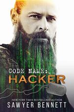 Code Name: Hacker by Sawyer Bennett. A man with a long beard looks super serious. His beard his glowing green and appears to be hacking into the Matrix.