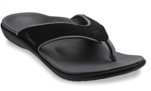 black rubber orthotic flip flops from spenco