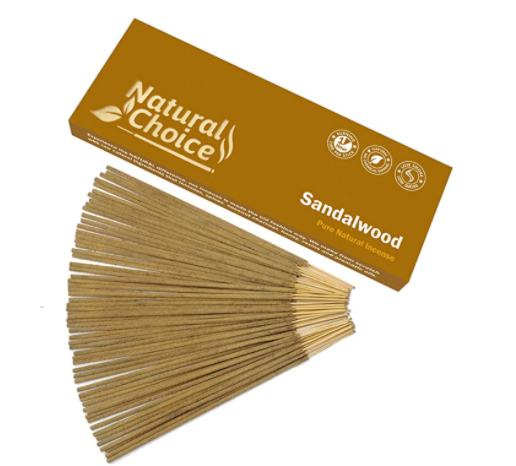 natural choice sandalwood incesnse brown sticks in a brown box 