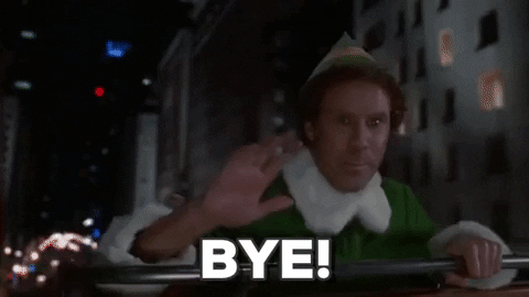 Will Ferrell as Elf waves goodbye