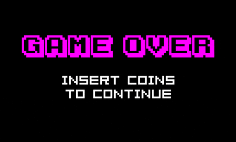Animation game over insert coins to continue