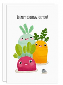 An illustrated set of three root vegetables with the caption. TOTALLY ROOTING FOR YOU