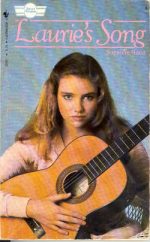 Laurie's Song a very serious rather intense looking blonde girl with long hair holding a guitar and staring at the reader
