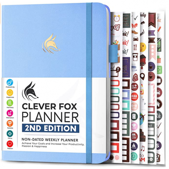 Clever fox planner with stickers in light blue