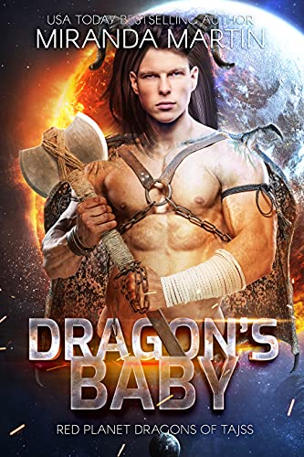 Dragon's Baby by Miranda Martin. A man is shirtless and wearing a harness with a cape. He has a terrible long brown wig and photoshopped horns. He's brandished a crude asking while seemingly floating in front of planet Earth.