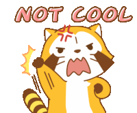A tiny illustrated raccoon bangs on the screen and says NOT COOL 