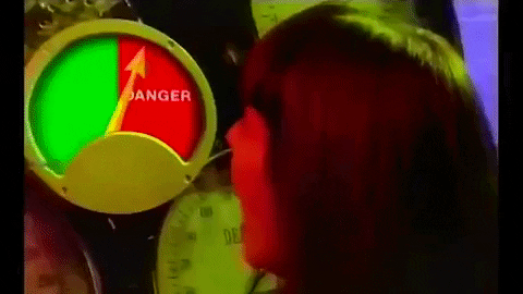 a gauge flips over to a red danger section