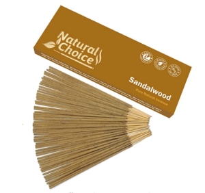 Natural Choice Sandalwood incense sticks in a light brown box