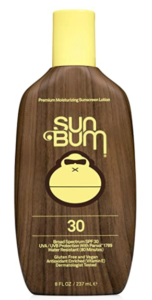 Sun Bum SPF 30 in a wood grain bottle 