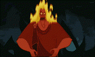 Hades saying God fucking Dammit and exploding into fire