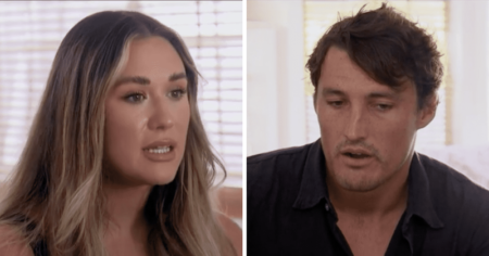 A side by side shot of Rachel and Tino as they fight