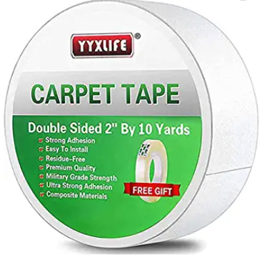Double sided carpet tape, 2 inches by 10 yards