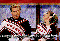 Will Ferrell and Cheri Oteri are dressed as cheerleaders. She says I respect your honesty but it still hurts