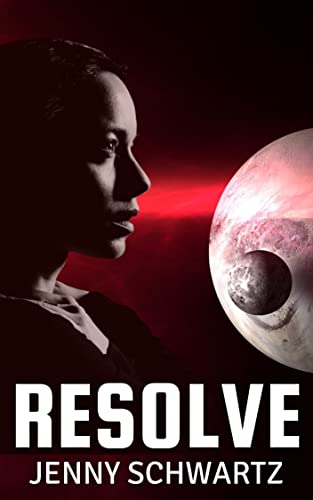 Resolve by Jenny Schwartz. The profile of a woman is gazing at a planet and a moon, but the two celestial bodies are too close together and it instead looks like a giant boob.