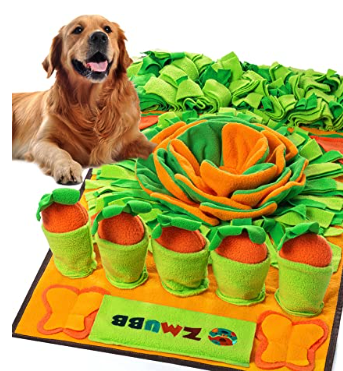 Snuffle mat of felt and fabric layers sewn to look like a garden patch! It's so cute 