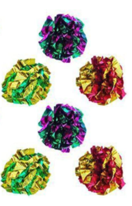 Foil crinkle ball cat toys, set of 12 in different colors