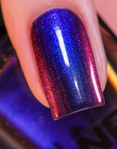 A close up of the color change on Cygnus Loop from blue to purple to magenta 