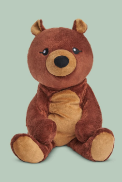 Hugimal weighted stuffed animal bear in brown with a tan belly
