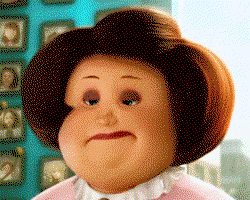 An animated woman from Despicable Me stares