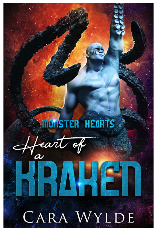 HEART of the KRAKEN - a grey muscular dude who looks a lot like drax from Guardians of the Galaxy is holding his arm up and it's got suckers like an octopus on the forearm. His lower half is octopus legs but made out of rock and he's in front of an exploding star maybe? It's wild