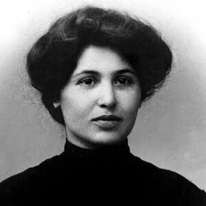 Black and White photo of Zabel looking seriously into the camera