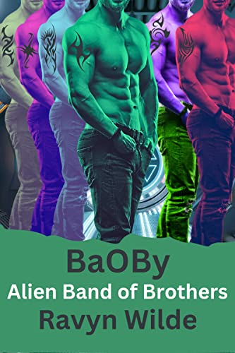 BaOBy by Ravyn Wilde. The cover is the same image of shirtless man in jeans, turned toward the side, but he's superimposed in different colors from yellow to fuchsia to blue to green to purple to hot pink. Also want to note that the O and B in the middle of the word are capitalized.