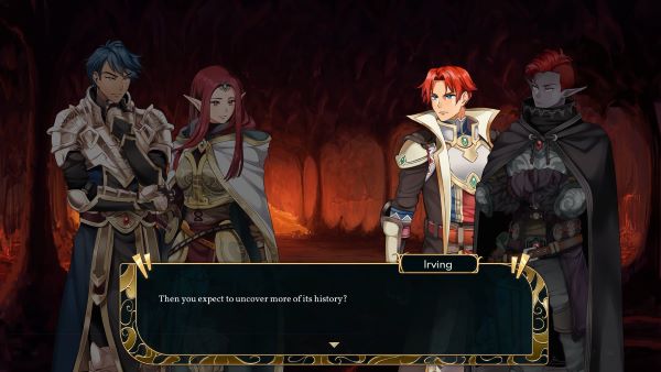 Four characters from Dark Deity discuss the state of the world.