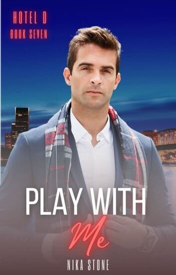 Play with me by Nika Stone. A shockingly normal looking man with a sourpuss expression. He has on a blazer, white shirt with the collar unbuttoned, and plaid scarf draped around his neck. There's a dark city in the background, but the man is obviously cut out from something else and has this fuzzy, white, out of focus sheen over him.