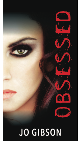 The cover of OBSESSED by Jo Gibson which features a woman with a very smoky eye shadow above and below her eye like I'd look absurd and she looks terrific