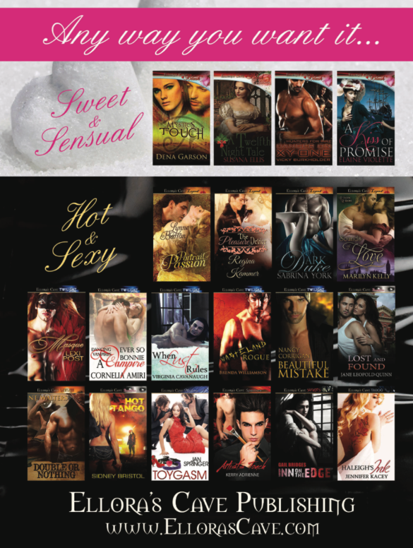 So many covers for Ellora's cave, and so many of the covers feature the same model, sometimes in similar poses. at the top is a cover with a woman who looks like she's running away from a boat