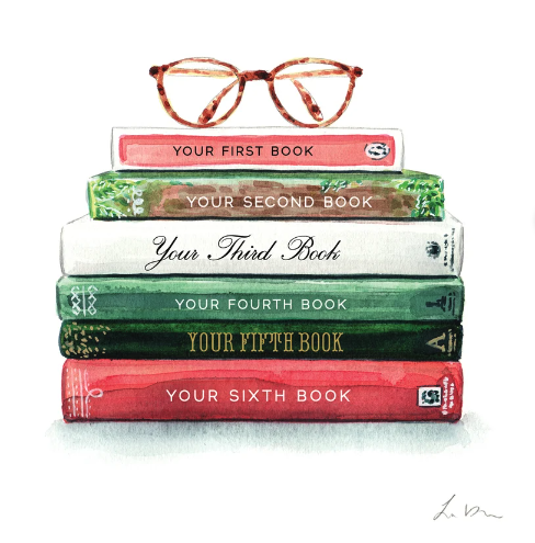 A sample image showing the stack of sbooks and the titles listed as Your first book your second book etc