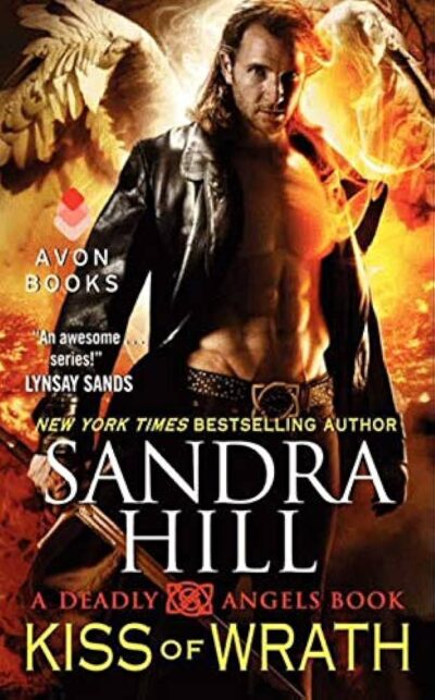 A guy with wings and no shirt and a leather jacket and a mullet looks at the reader while holding a big big sword and looking tired and annoyed