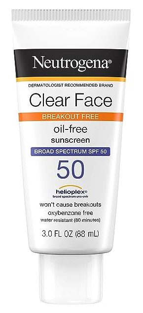 Neutrogena Clear Face SPF 50 sunscreen 
