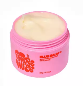 Future wise slug balm a thick cream in a bright pink pot with red lettering