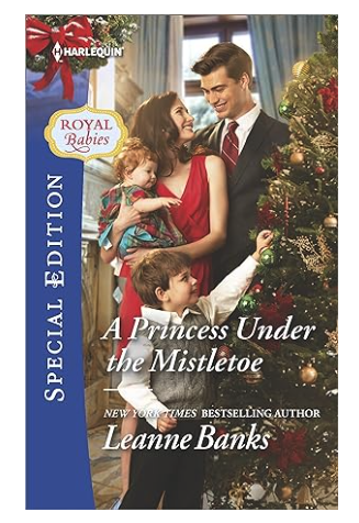 A VERY smooth faced White guy embracing a White woman with long brown hair holding a toddler, all of them next to a christmas tree