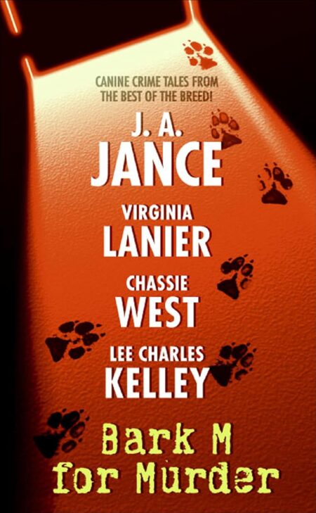 The listed author names and title against a dark orange background with inked paw prints across the front