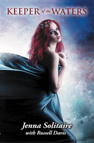 Keeper of the Waters features a White woman with red hair holding a very silky dress over her chest while it billows out behind her