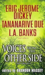 A yellow sky behind some dead branches with the authors names at the top and VOICES FROM THE OTHER SIDE Dark Dreams II in white